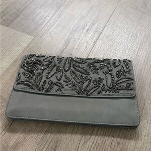 Chic Gray Embroidered Clutch